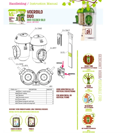 Mangeoire Lona "Voersilo D1 Duo" - Vert 2 Mangeoire Lona "Voersilo D1 Duo" - Vert – Image 2