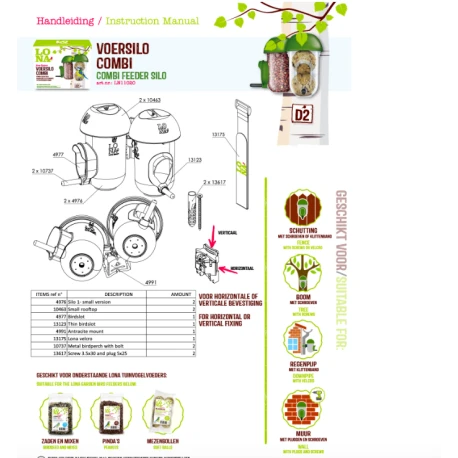 Mangeoire Lona "Voersilo D2 Combi" - Vert 2 Mangeoire Lona "Voersilo D2 Combi" - Vert – Image 2